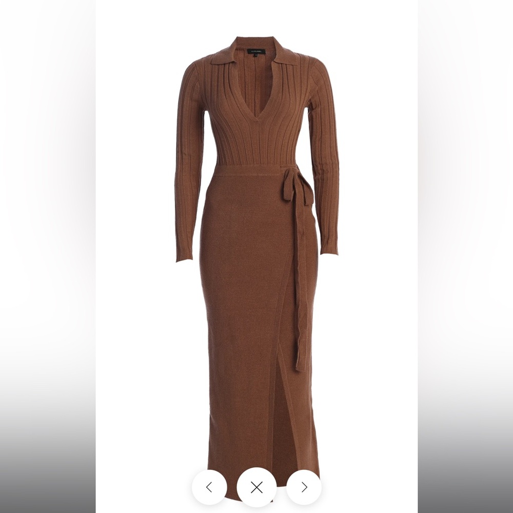 Elegant Brown Knit Maxi Dress